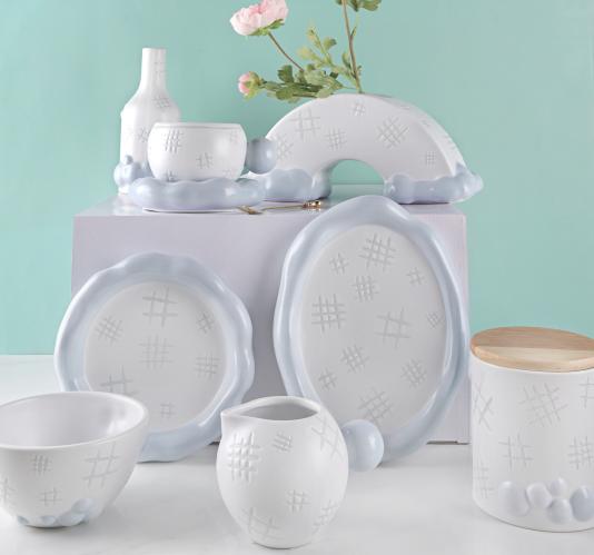 Série de talheres de cerâmica Healing Embossed Grid: iluminando espaços domésticos com textura suave