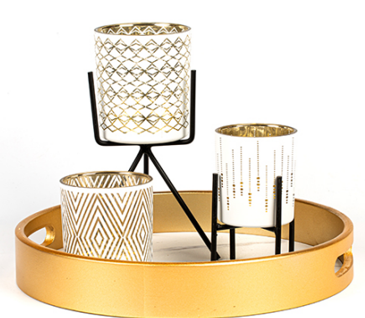Porta-velas de vidro com padrão de luxo BYF Craft: remodelando rituais domésticos com luz e sombra douradas
