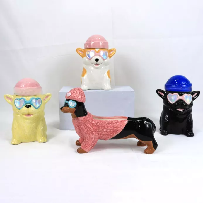Castiçal de cerâmica animal