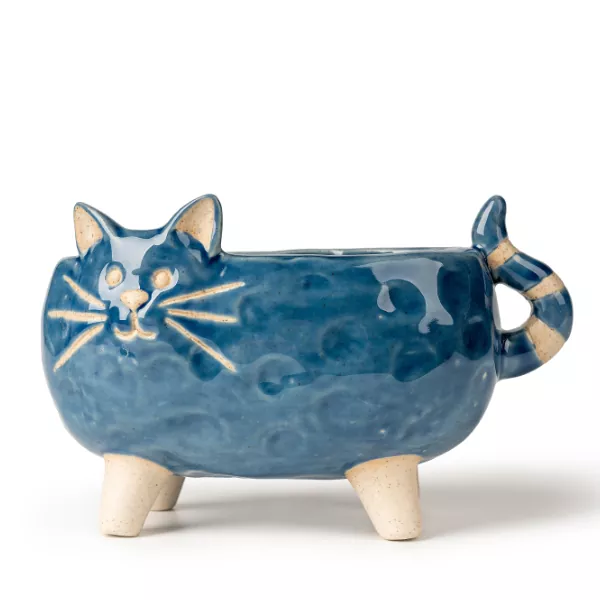 Castiçais de cerâmica em formato de gato