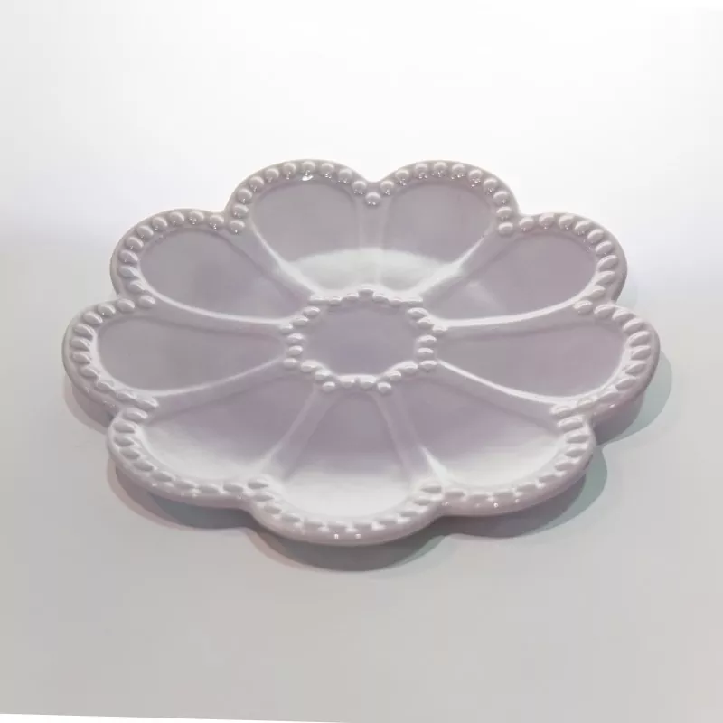Bandeja decorativa de cerâmica para joias com flores roxas