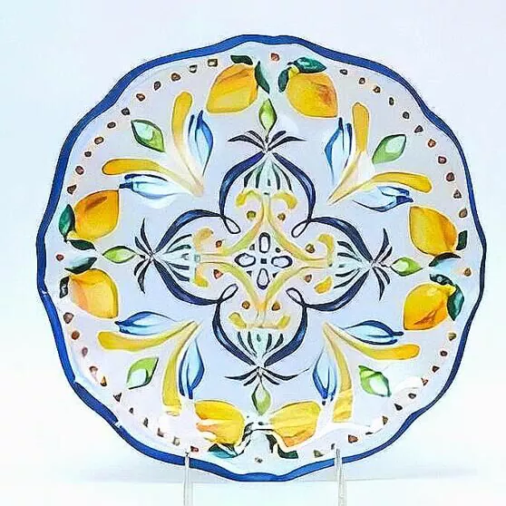 Conjunto de talheres de cerâmica limão pintado à mão