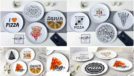 Conjunto de pratos de cerâmica com tema pizza Conjunto de pratos de cerâmica com tema pizza