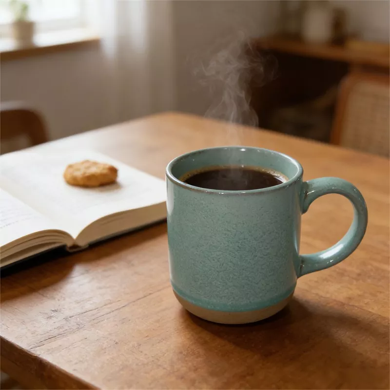 Caneca Azul Simples e Moderna de Cerâmica para Viagem